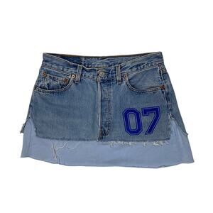 JET John Eshaya T's Cut Off Levi's Denim Mini Skirt with Sporty Accents